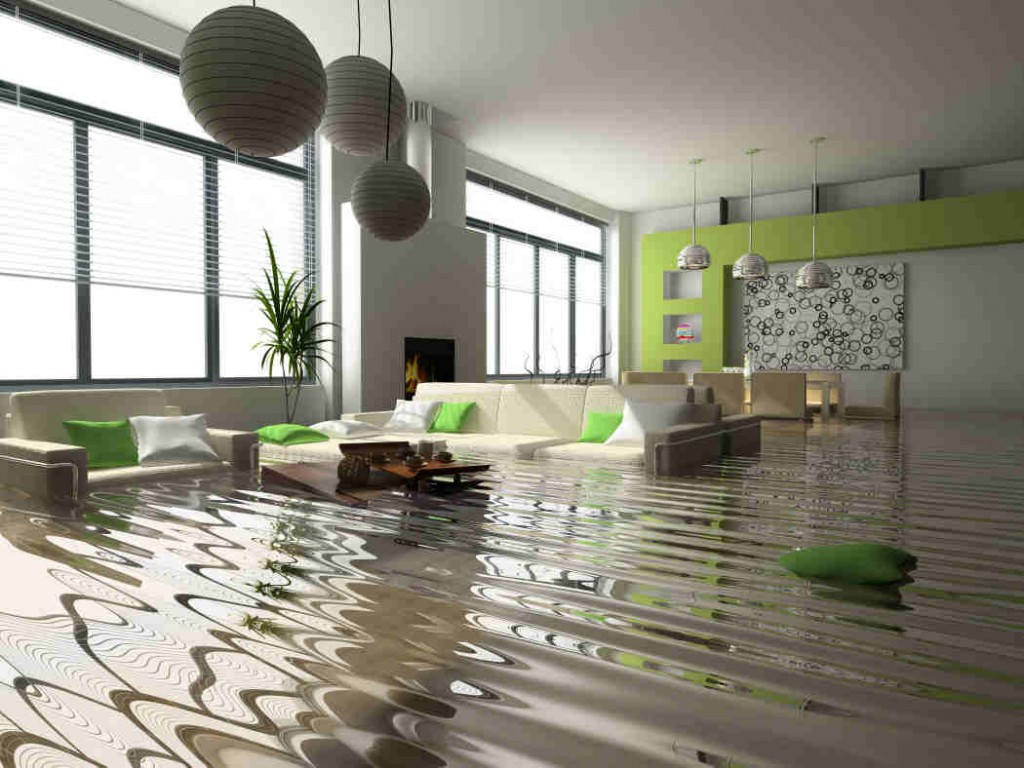 flooding in living room of coastal home