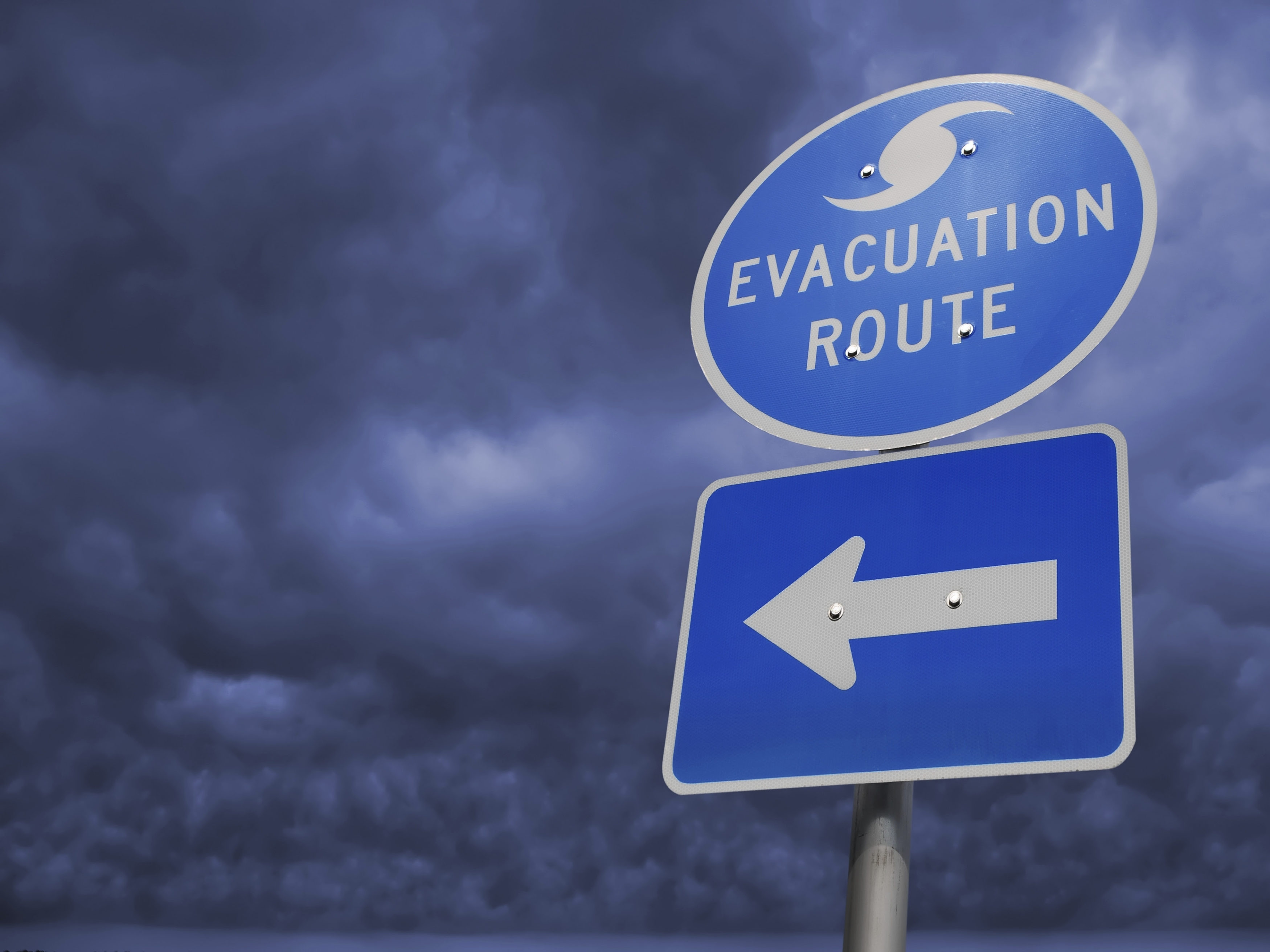 Hurricane Storm Evacuation Route Sign