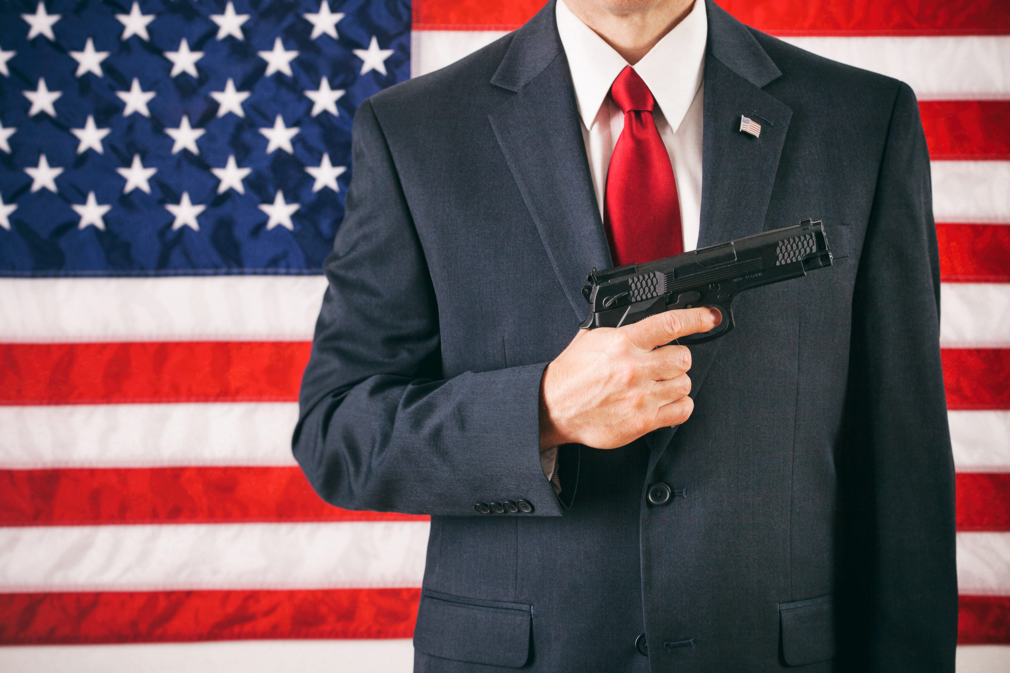 Politician: Man Holding Handgun Concept For 2nd Amendment Rights