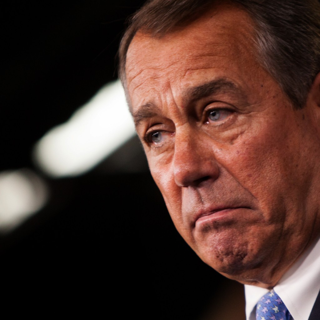 House Leader John Boehner Holds Press Briefing At The Capitol