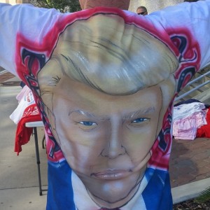 Homemade Donald Trump 2016 T shirt worn by local activist John Nooney.