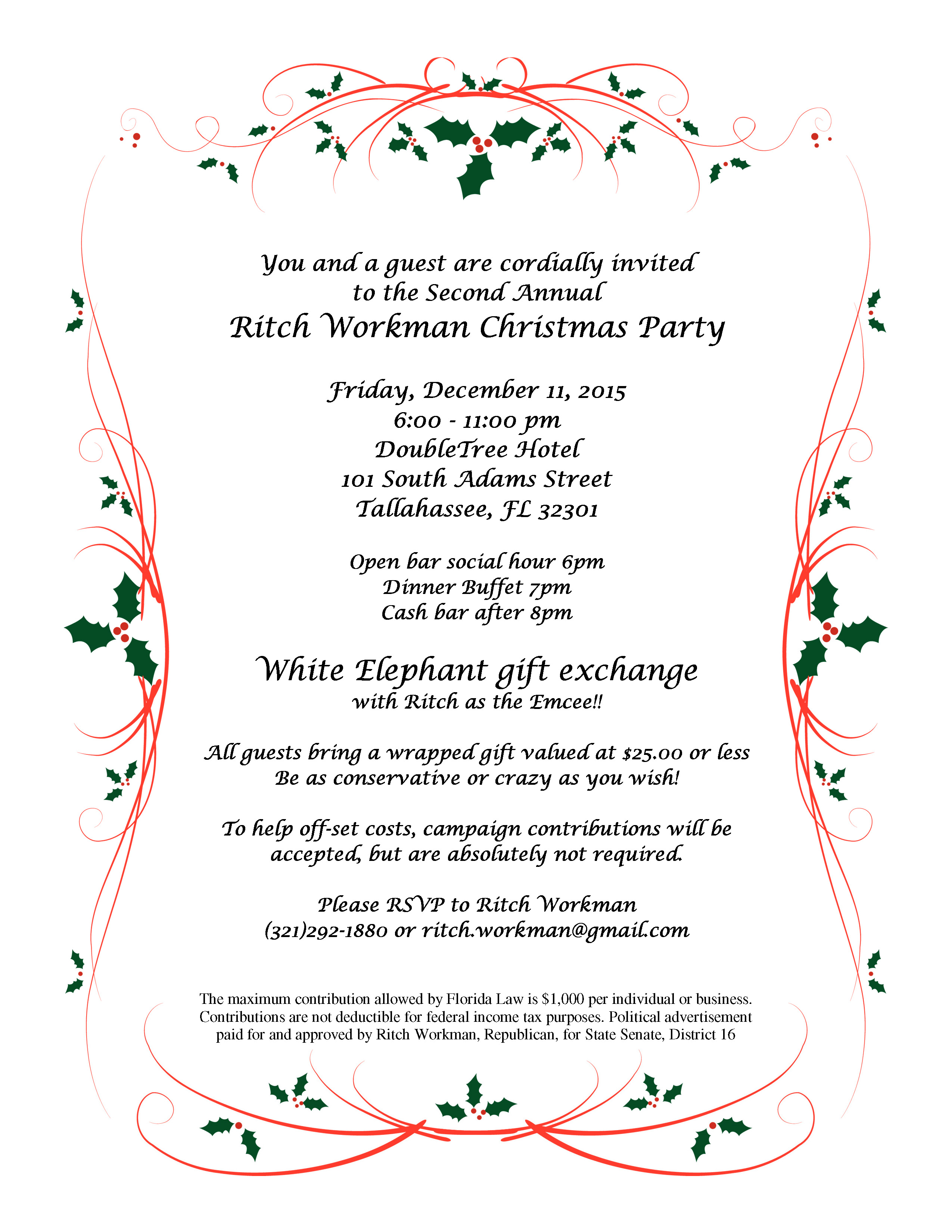 Workman Christmas Party Invitation