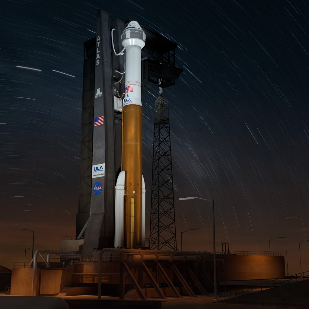 Boeing CST-100 Starliner atop an Atlas V rocket