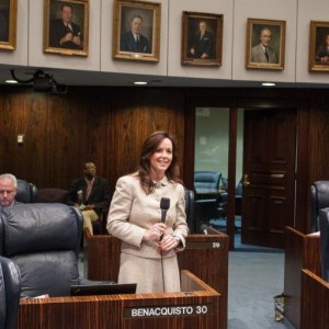 Sen. Lizbeth Benacquisto on the floor of the Florida Senate. Courtesy of Florida Senate.