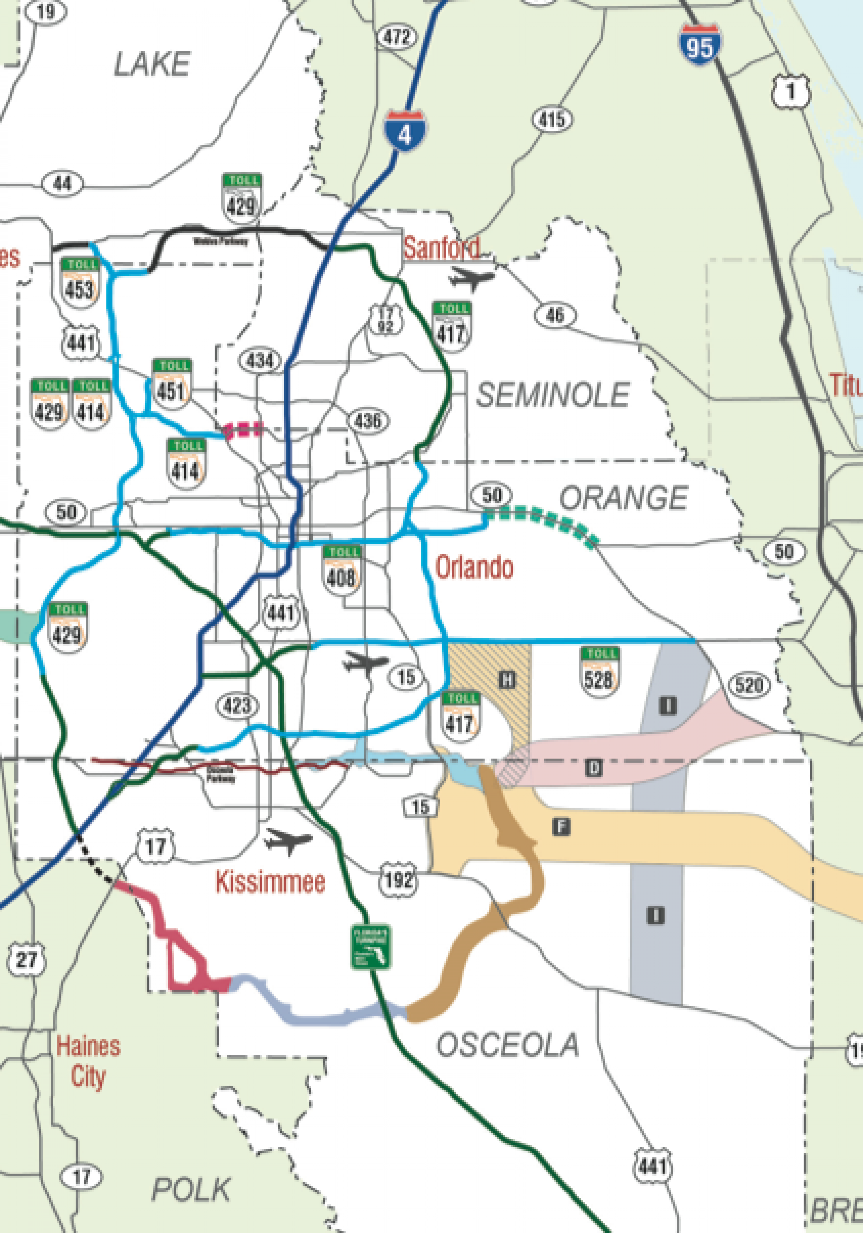 Central Florida Expressway Map Central Florida Expressway Authority Envisions East Orange Osceola Toll Roads