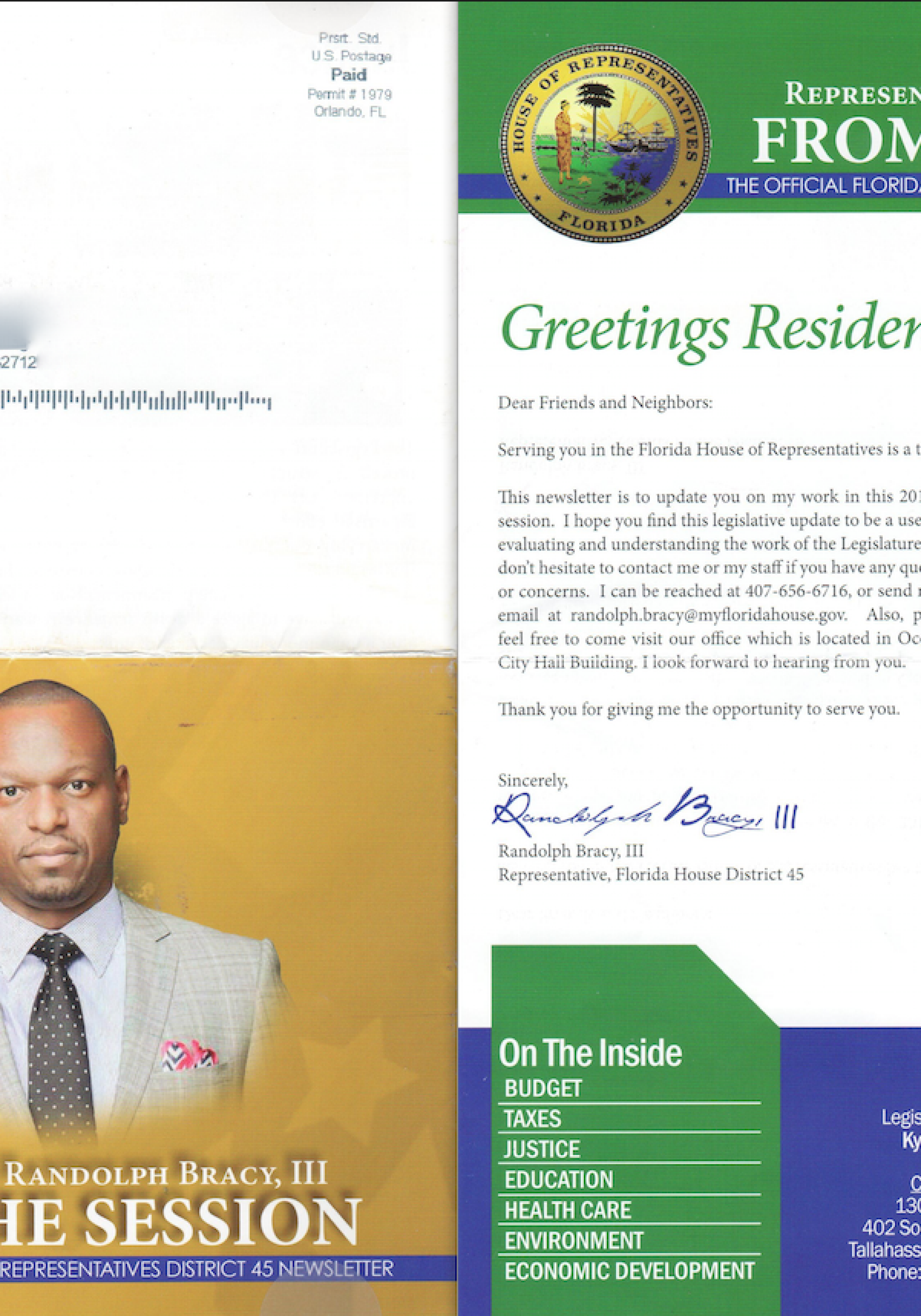 state Rep. Randolph Bracy constituents' newsletter Spring 2016