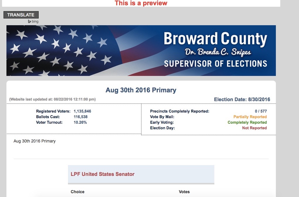 Broward County elections post some election results early