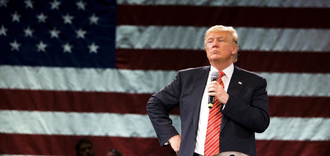 Donald Trump, a Republican presidential hopeful, during a campaign event at the Tampa Convention Center in Florida.