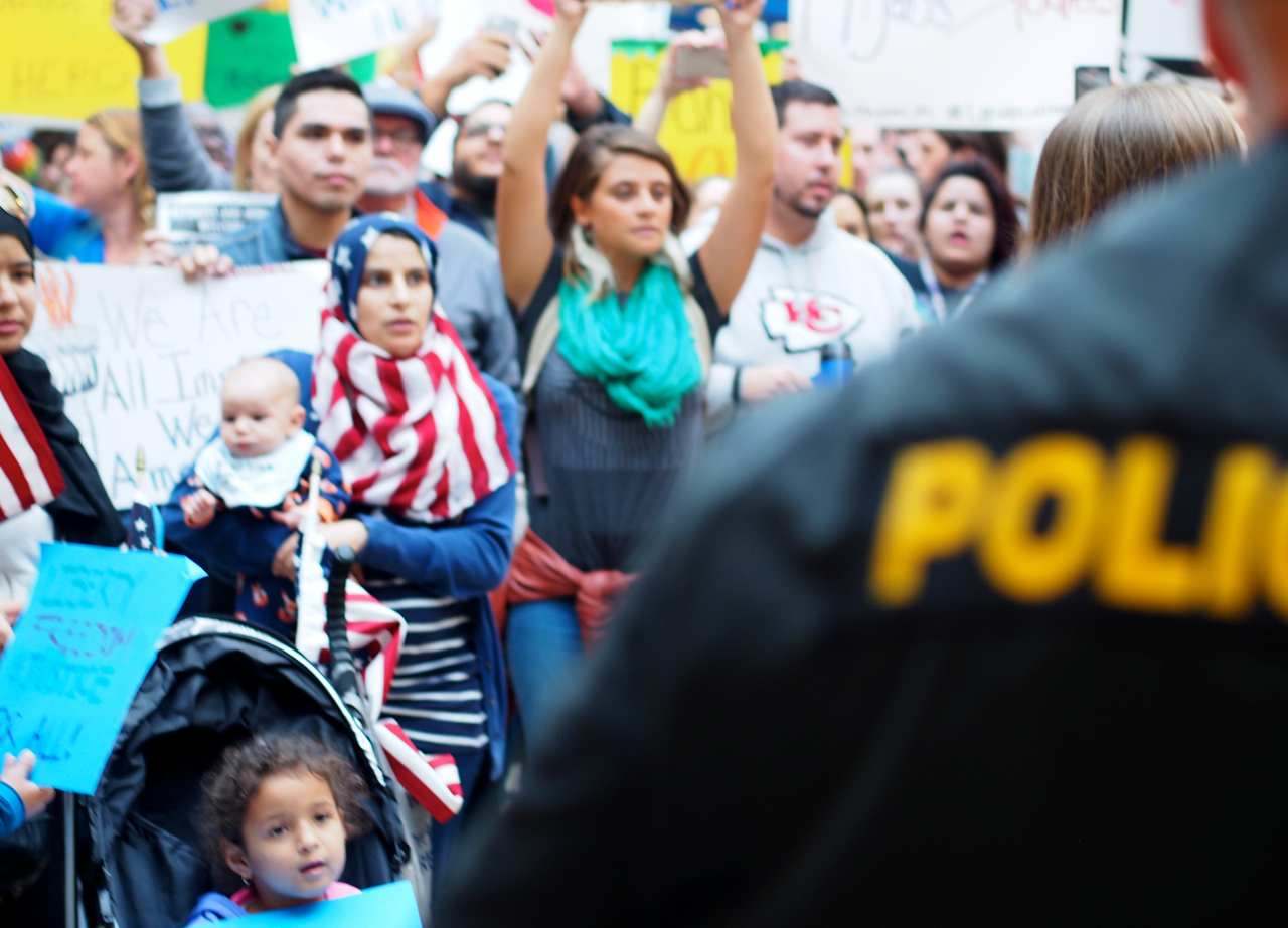 As many as 1,000 gather at Orlando airport to protest Donald Trump's