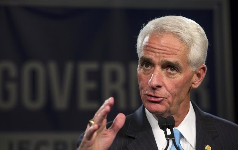 Former Florida Governor and Democratic gubernatorial candidate Charlie Crist talks with supporters after conceding in the midterm elections in St. Petersburg, Florida