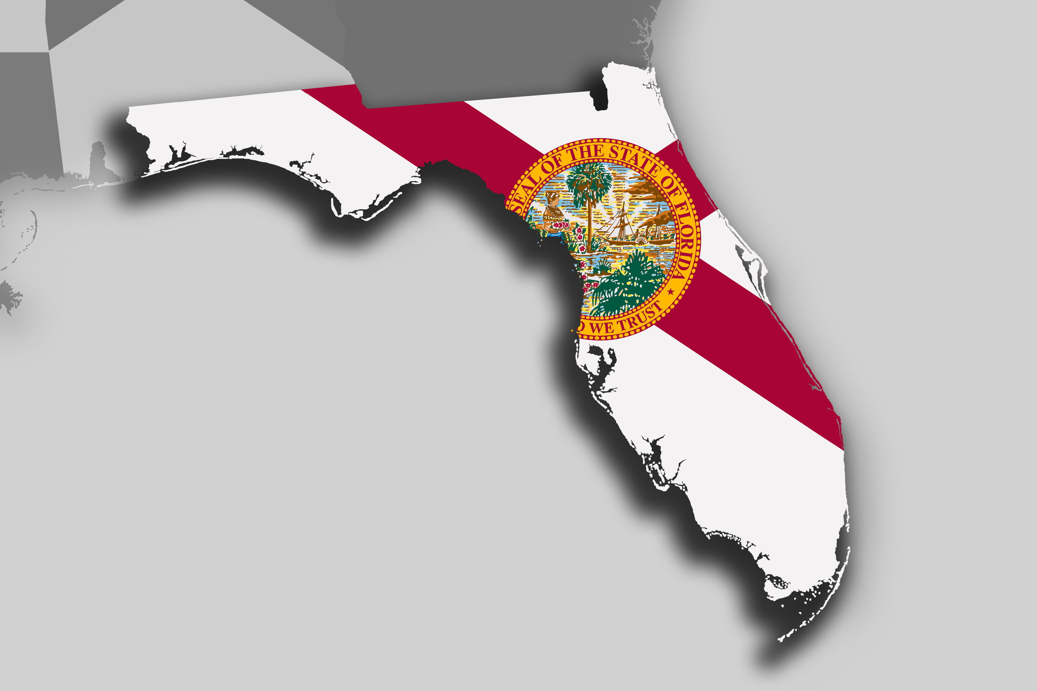 Florida map and flag