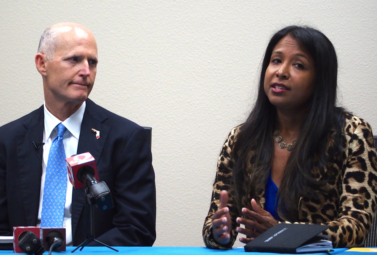 Gov. Rick Scott and Surgeon General Dr. Celeste Philip