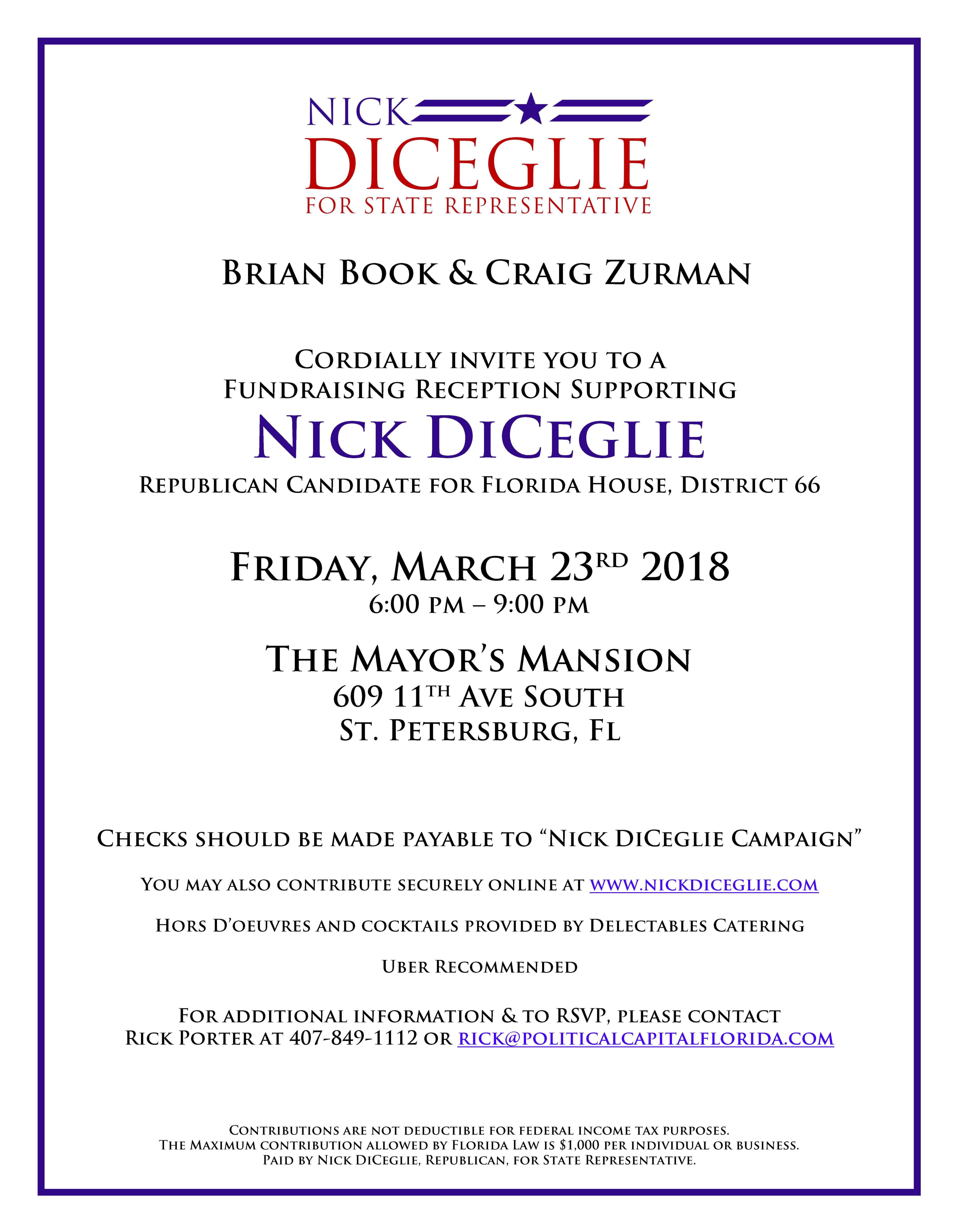Nick DiCeglie Fundraiser Invitation