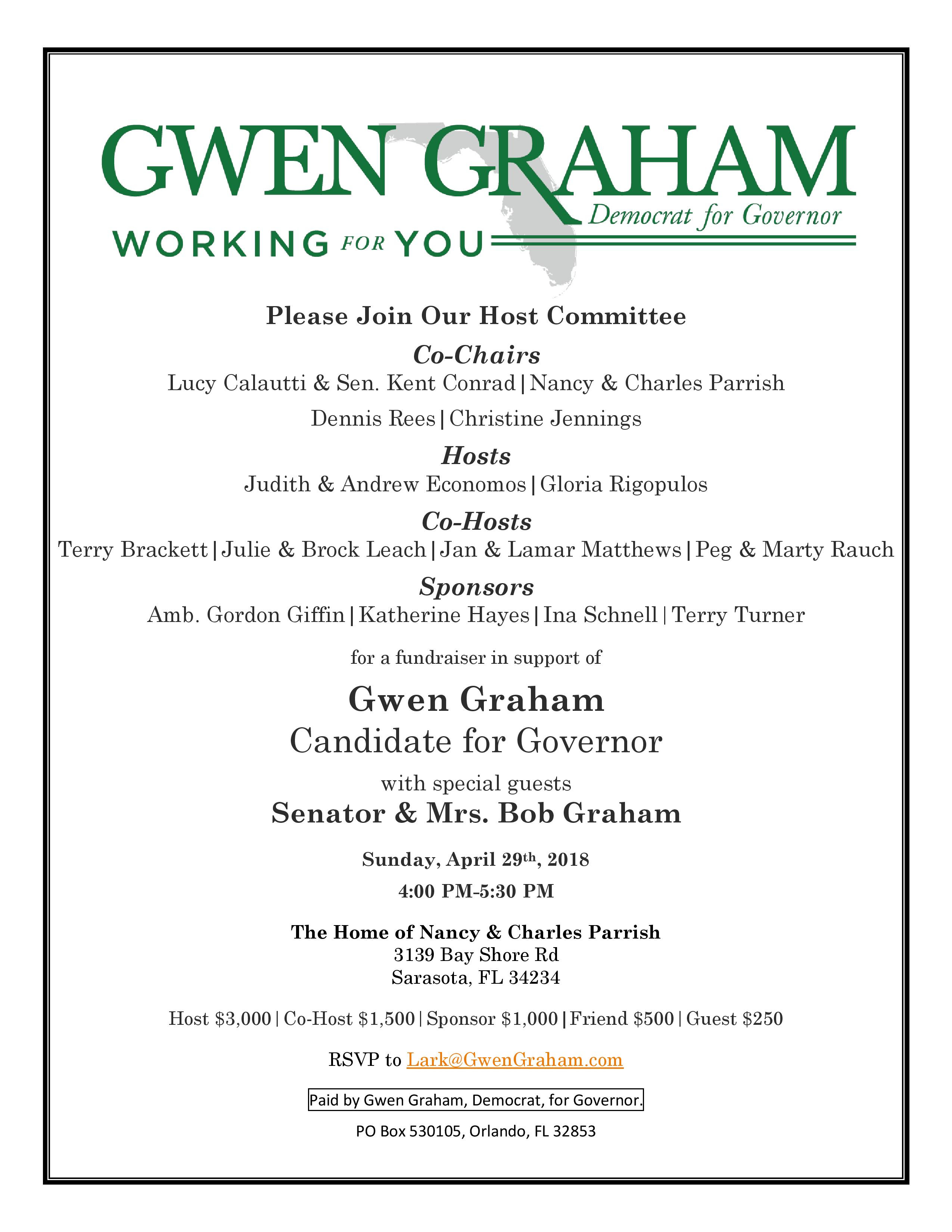 Gwen Graham fundraiser 4.29.2018