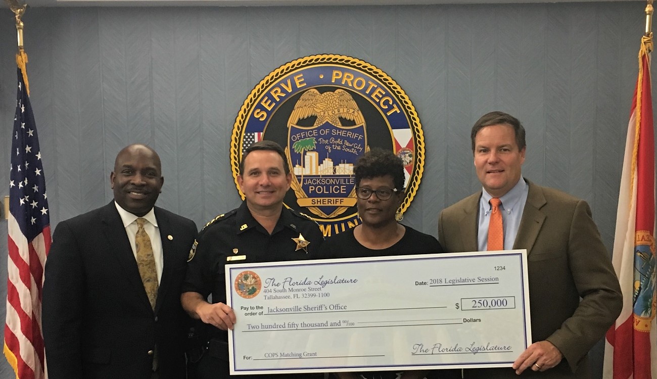 Sen. Bean, Rep. Daniels Presenting $250,000 Check to Jax Sheriff's Office