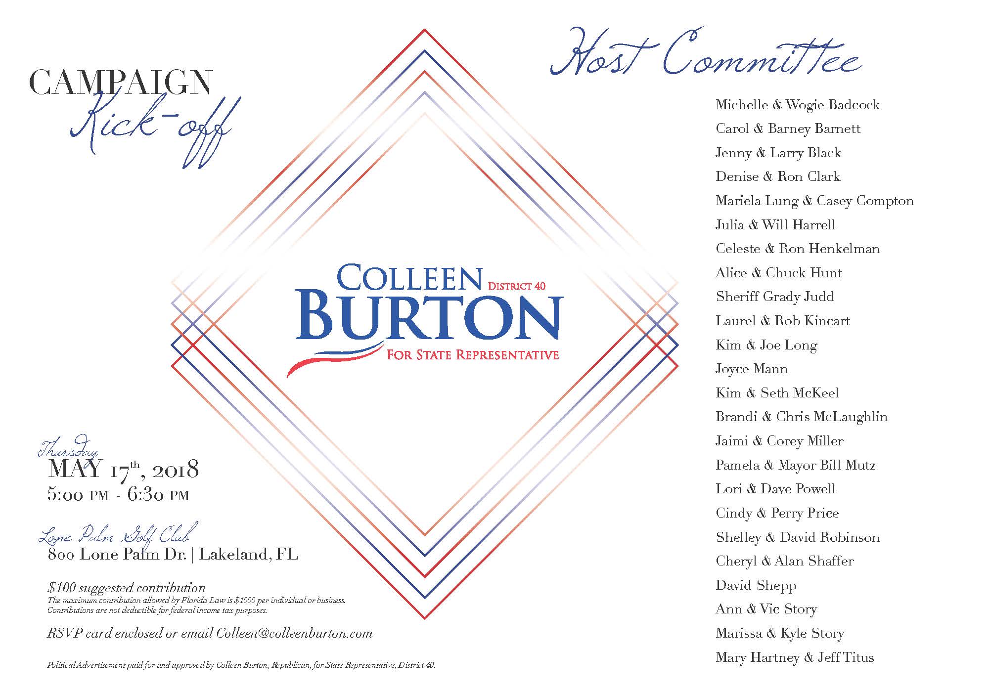 Colleen Burton 2018 Campaign Kick-Off 5.17.2018