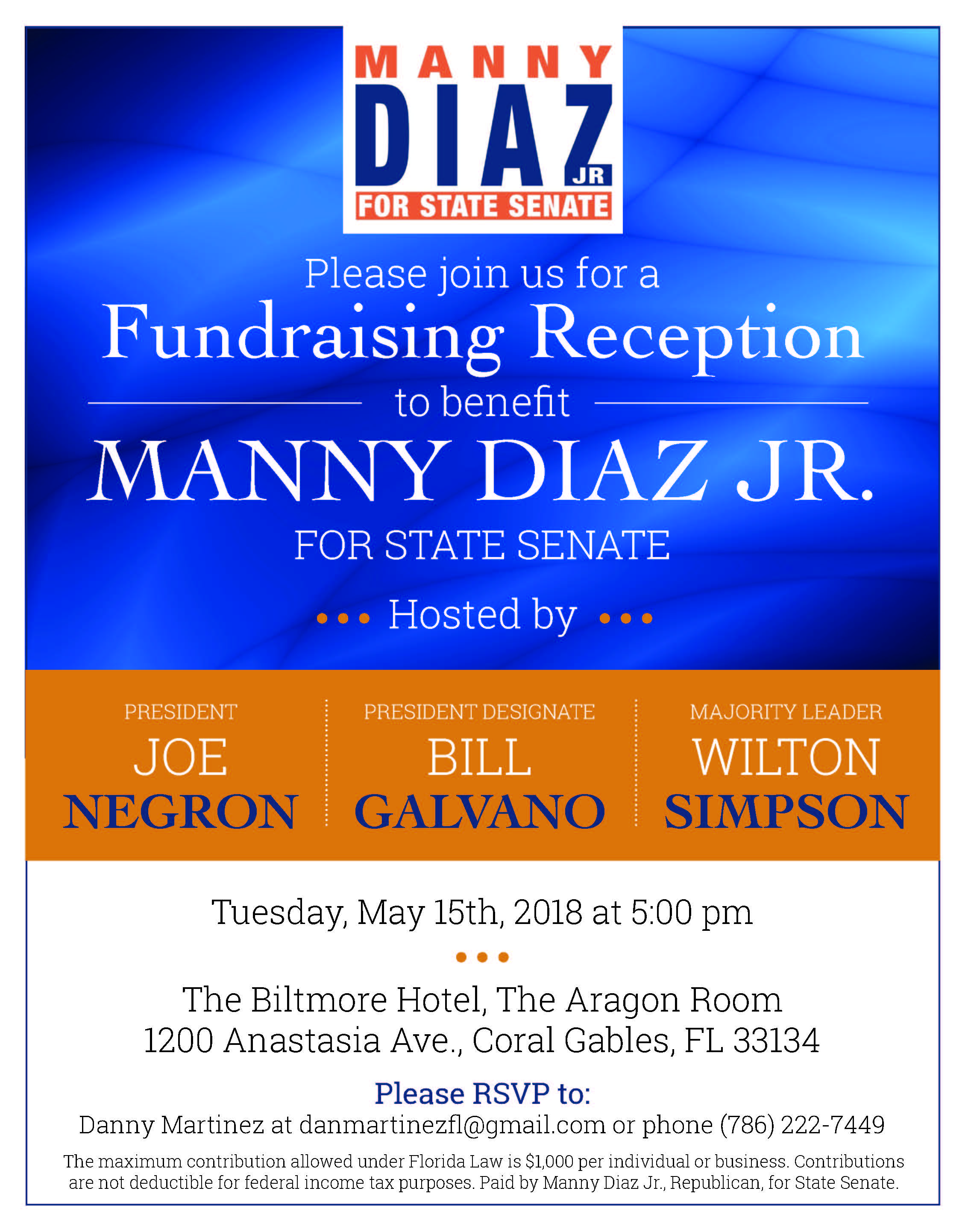 Diaz-Fundraising-Invitation-Biltmore May 15th, 2018