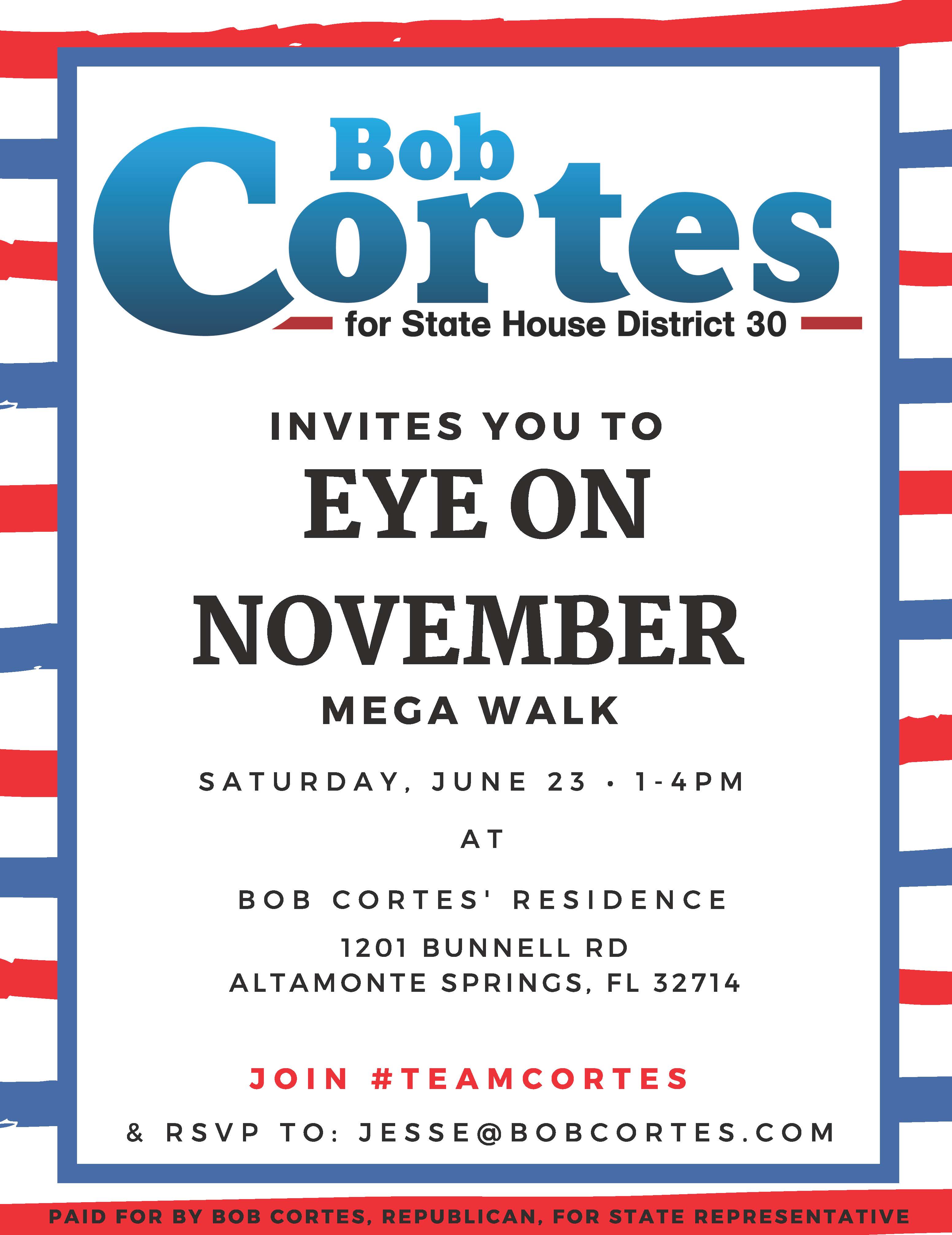 Bob Cortes June 23 'Mega Walk' Flyer