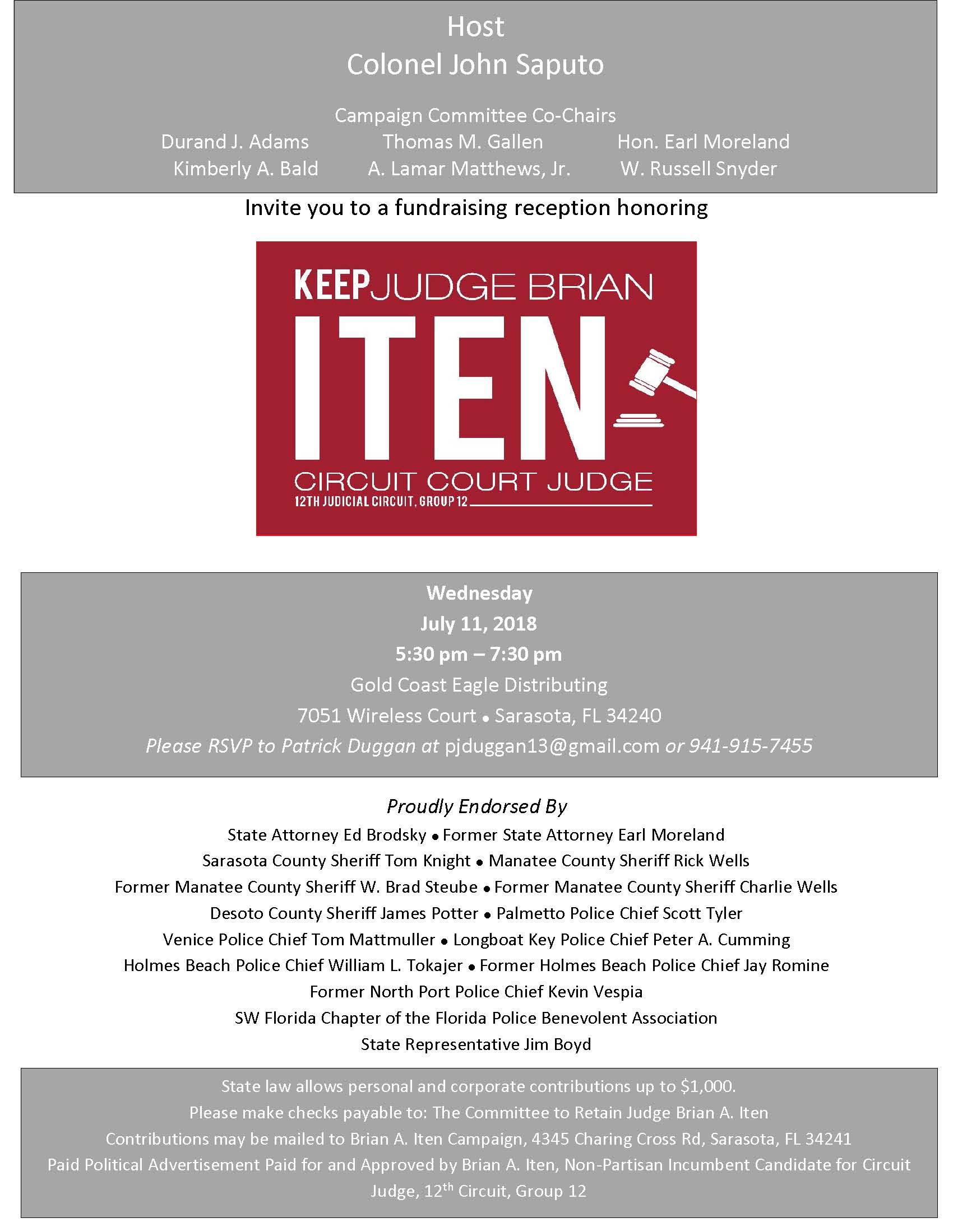 Judge Iten Fundraiser Invite