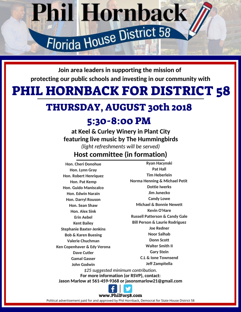 Hornback fundraiser 8.30.2018