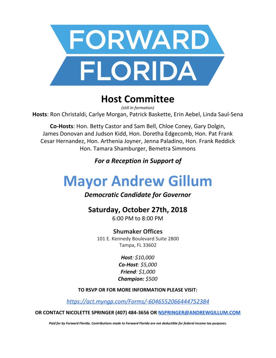 Gillum Fundraiser 10-27-2018