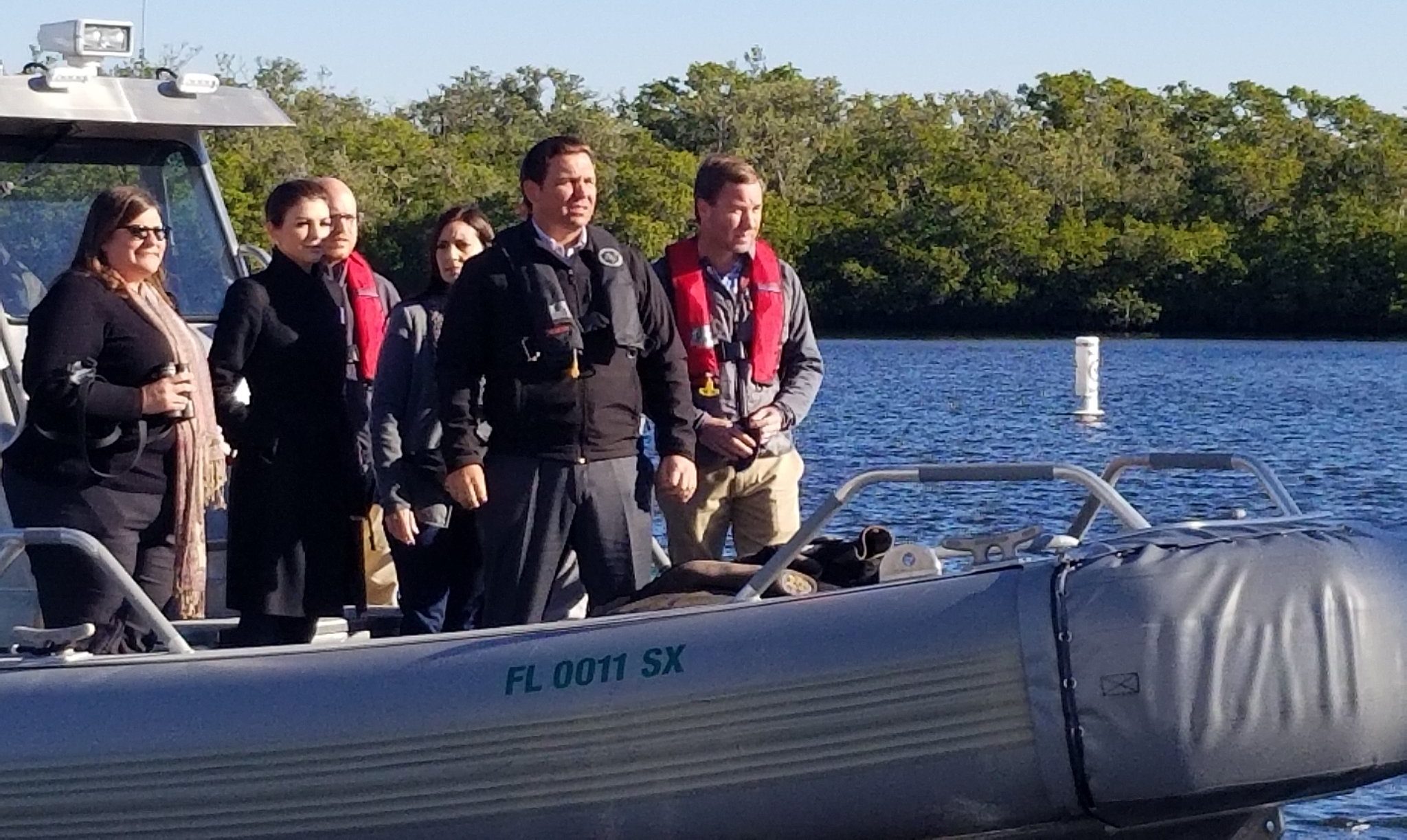 Ron DeSantis in a boat