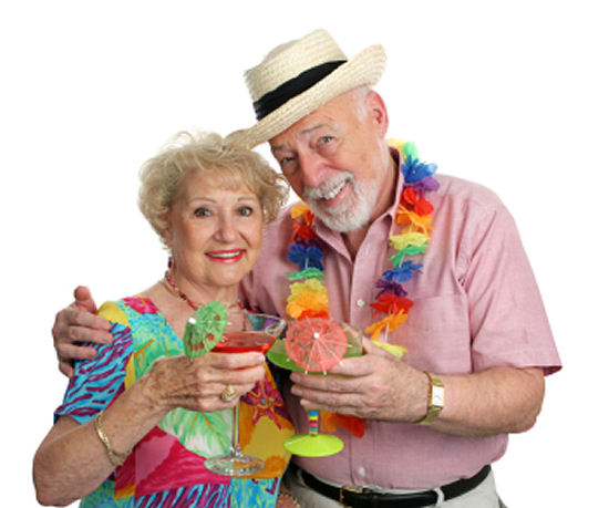 Vacation Seniors With Cocktails