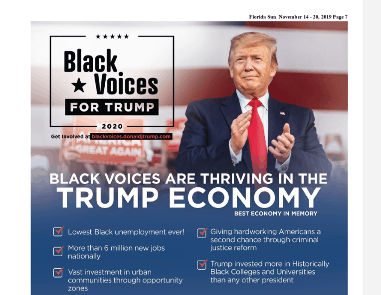 Donald Trump campaign pursues black voters through radio, newspaper ads