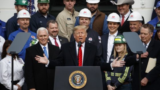President Donald Trump speaks during an event at the White House to sign a new North American trade agreement with Canada and Mexico, Wednesday, Jan. 29, 2020, in Washington. The President is joined by Vice President Mike Pence, left, and U.S. Trade Representative Robert Lighthizer, right, and others. (AP Photo/Alex Brandon)