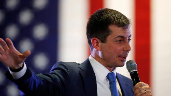 Democratic presidential candidate Pete Buttigieg speaks at a campaign rally late Saturday, Feb. 22, 2020, in Denver. (AP Photo/David Zalubowski)