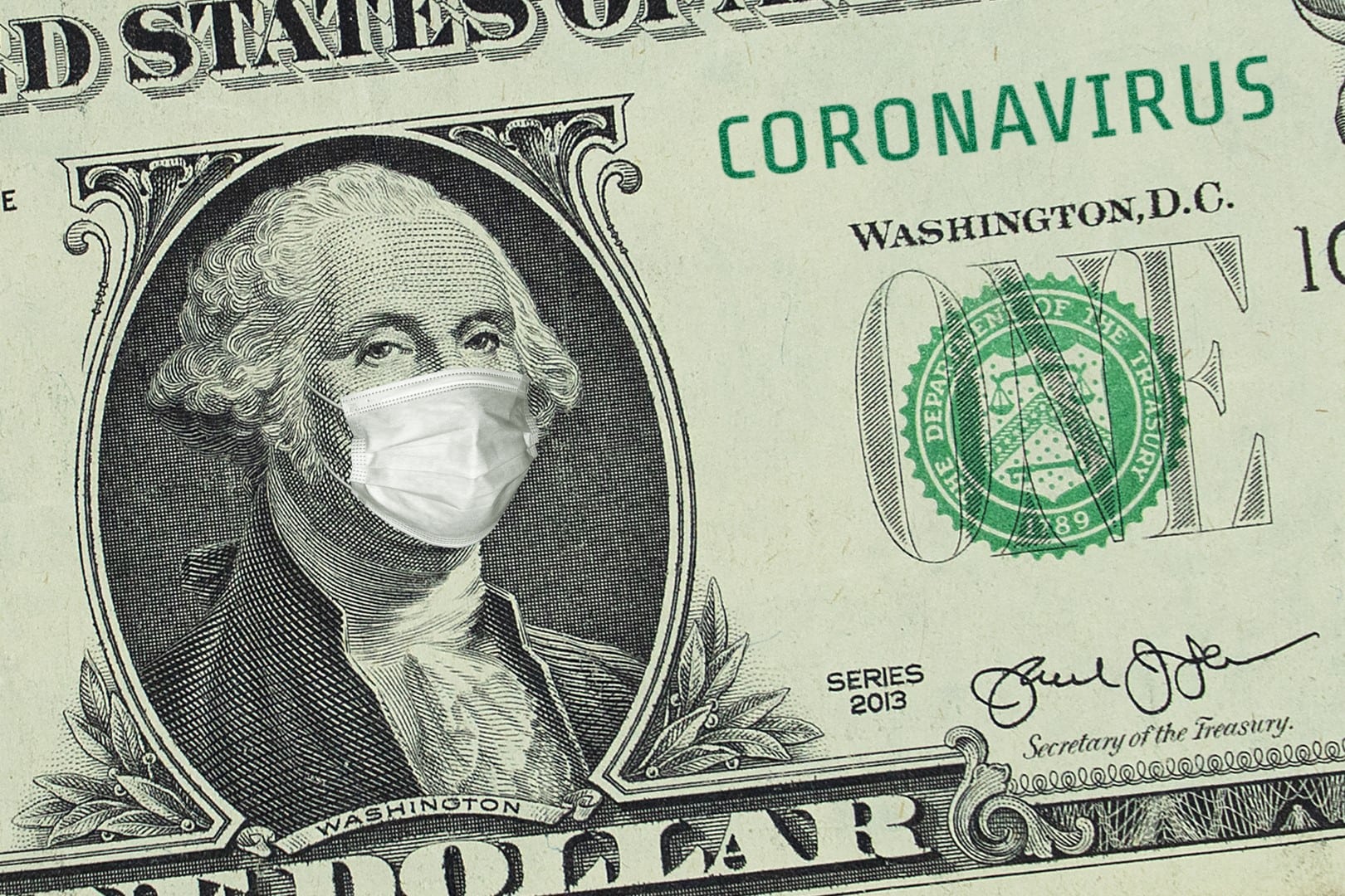 US President Washington in a medical mask.