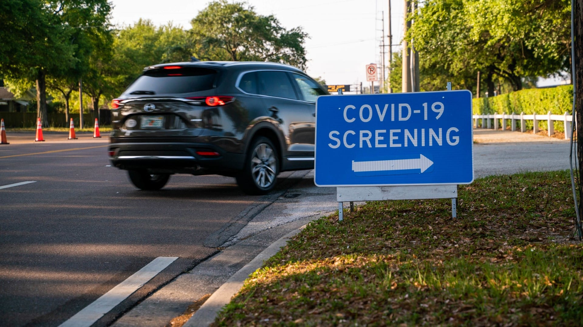 COVID-19 drive through testing location in Tampa, Florida