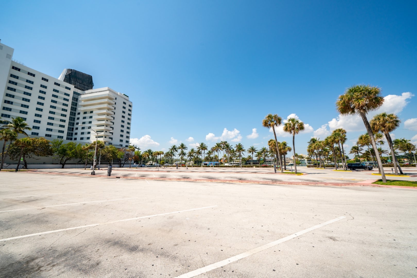 Miami Beach closed and parking lots empty to slow spread of Coronavirus Covid 19 pandemic