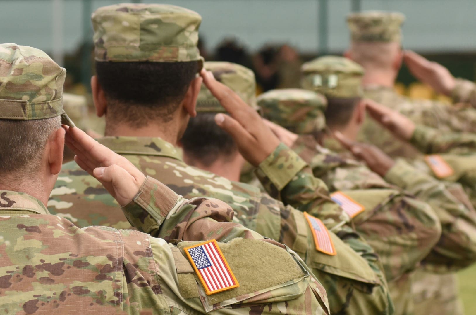 US soldier salute. US army. US troops. Military of USA.