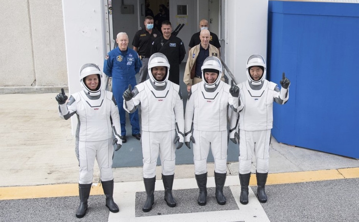 NASA:SpaceX astronauts Shannon Walker, Victor Glover, Mike Hopkins, and Japan JAXA astronaut Soichi Noguchi