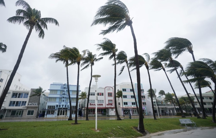 Tropica Storm Eta blows Miami Beach