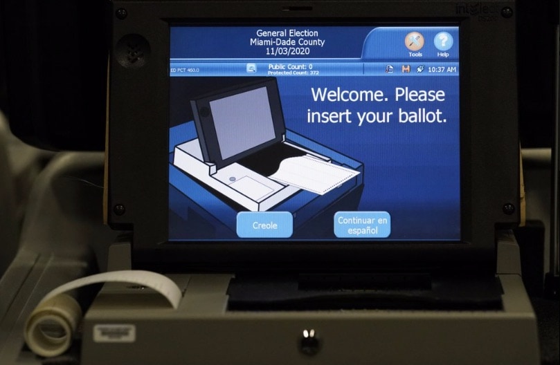 voting machine in Miami-Dade County