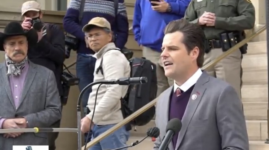 At Wyoming Rally Matt Gaetz Slams Neocon Liz Cheney