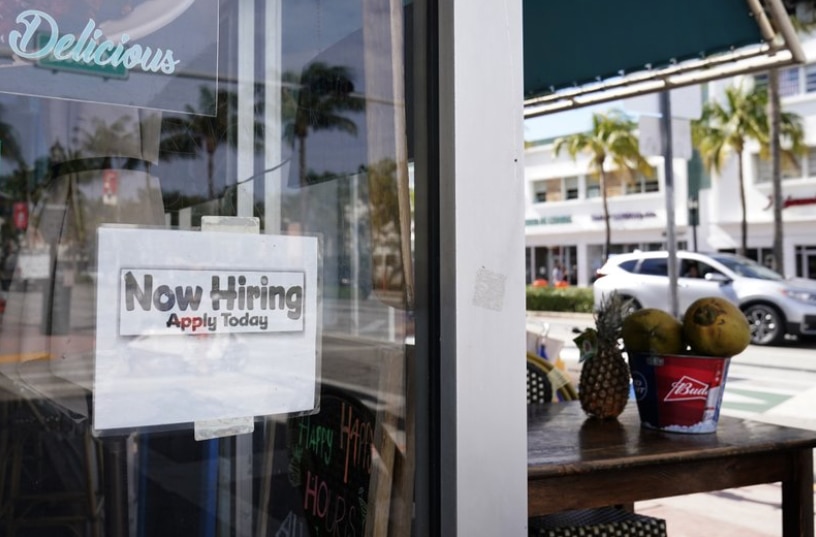 Now Hiring sign in Miami Beach