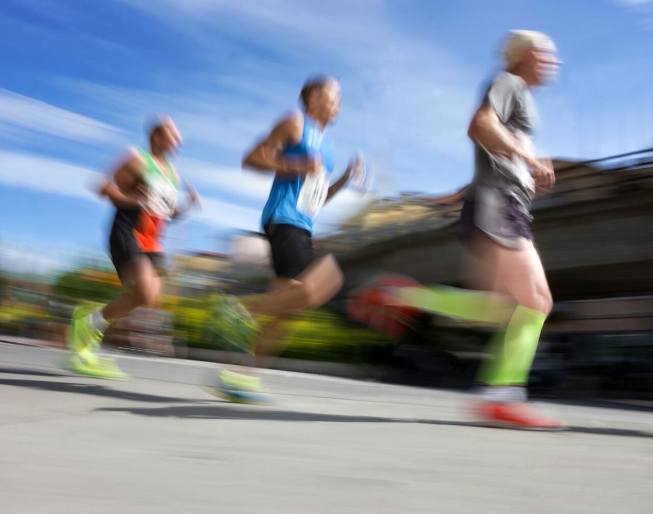 Three running men