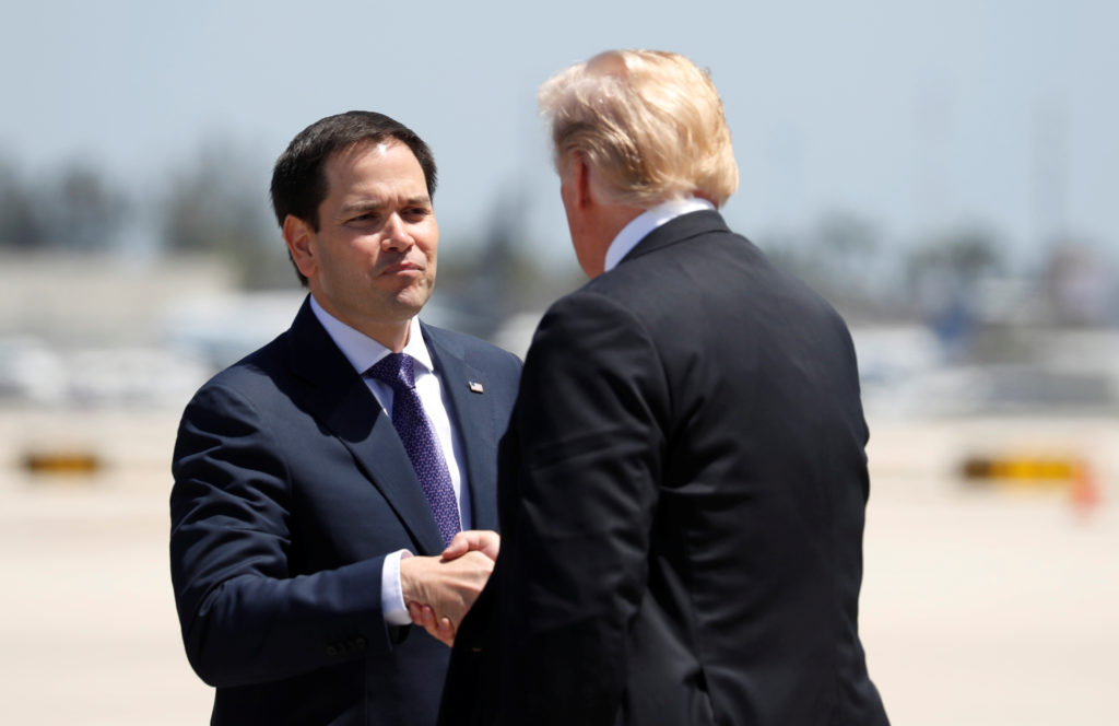 U.S. President Donald Trump arrives in Miami, Florida