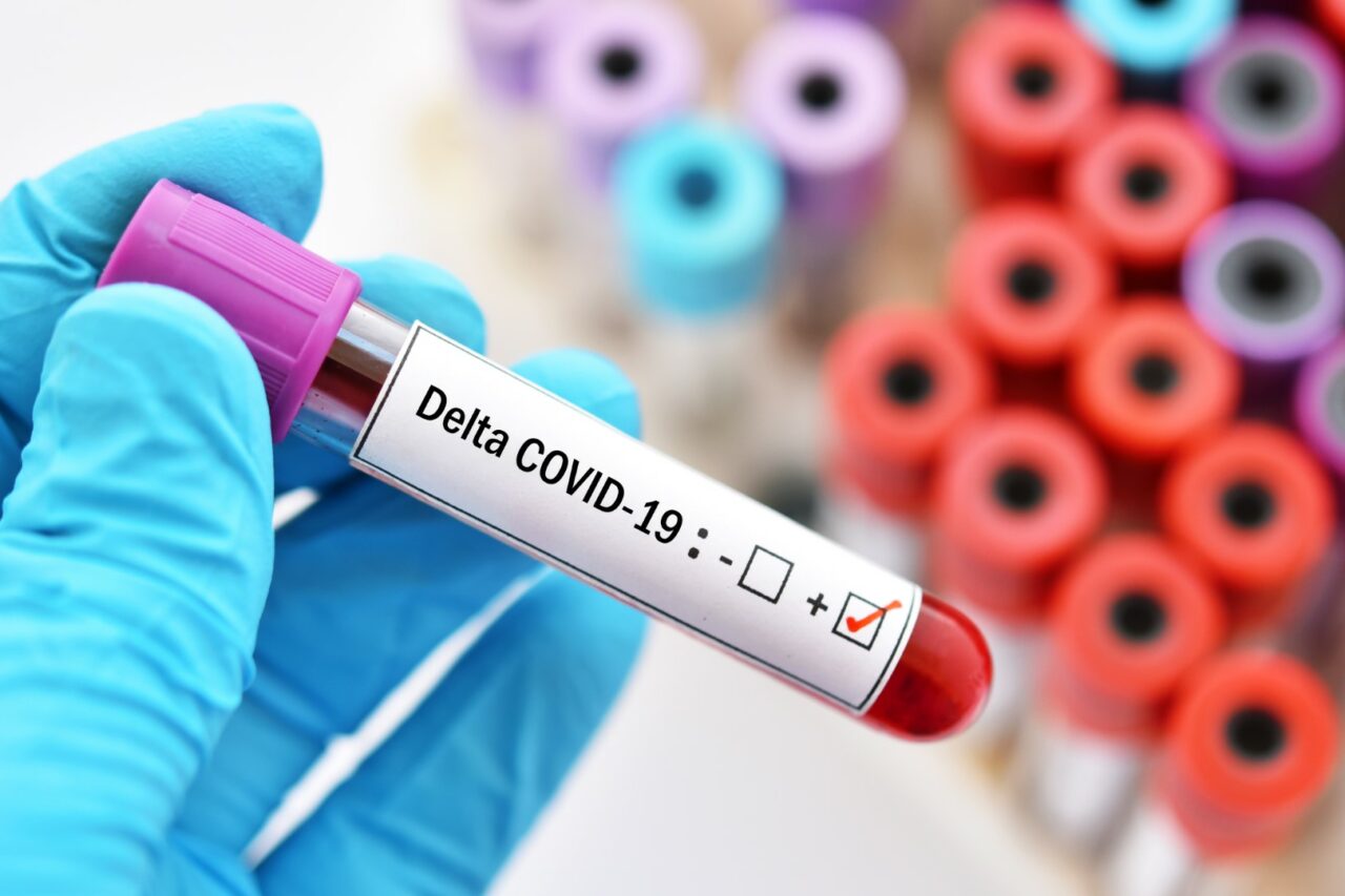 Delta variant COVID-19 positive, blood sample tube positive with delta variant or Indian strain COVID-19