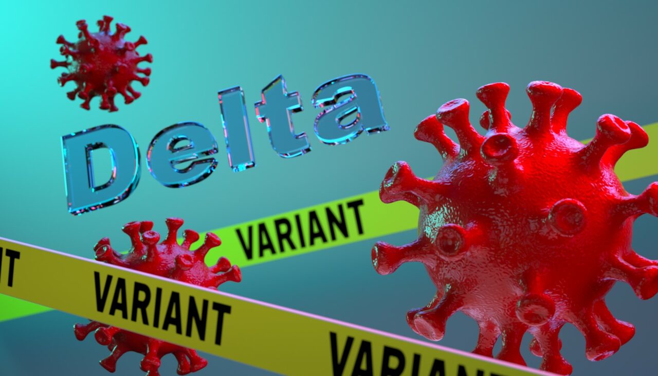 Delta variant of corona virus covid19 3d rendering