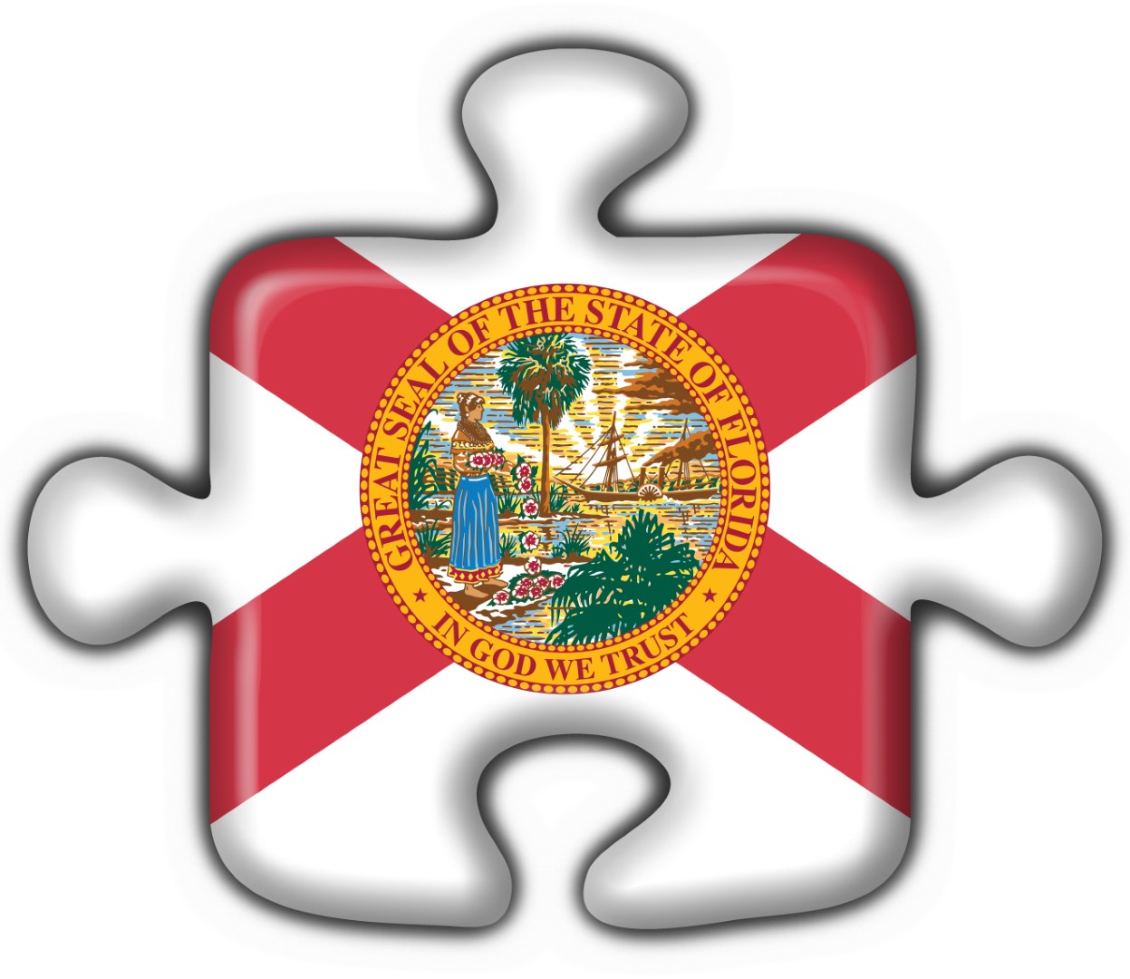 Florida (USA State) button flag puzzle shape