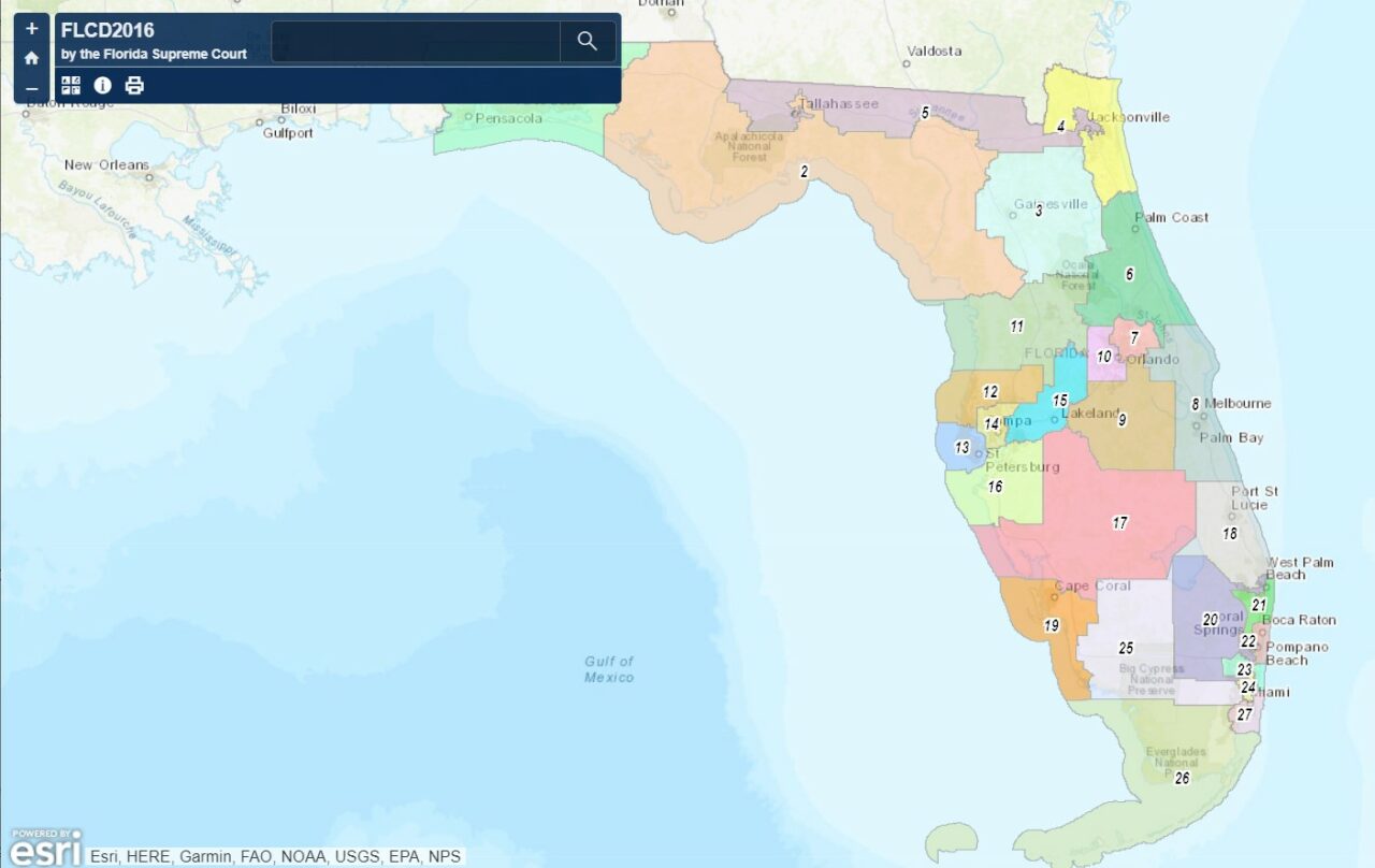 The first five maps for Florida's congressional districts are in