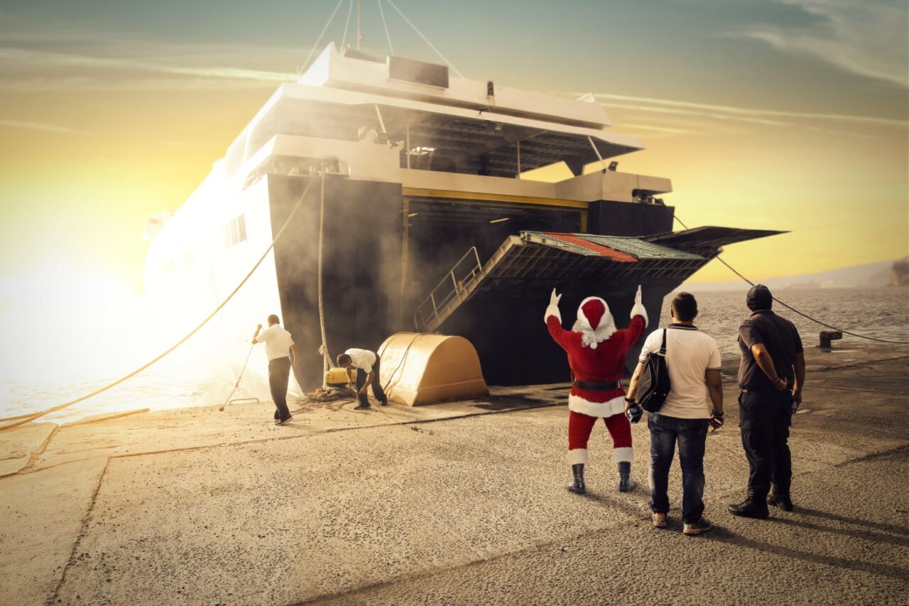 Big ship and santa claus