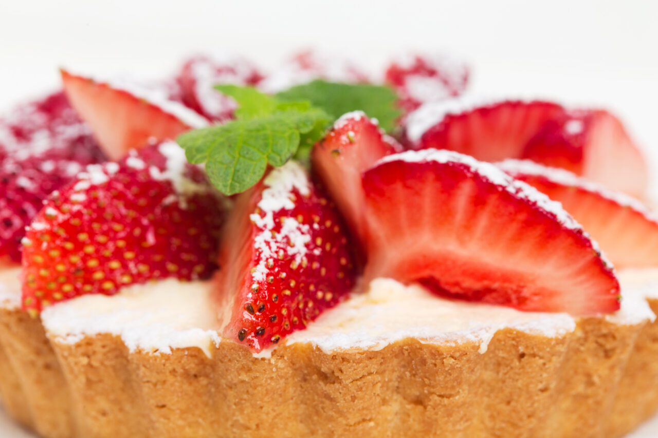 Delicious strawberry shortcake with whipped cream.