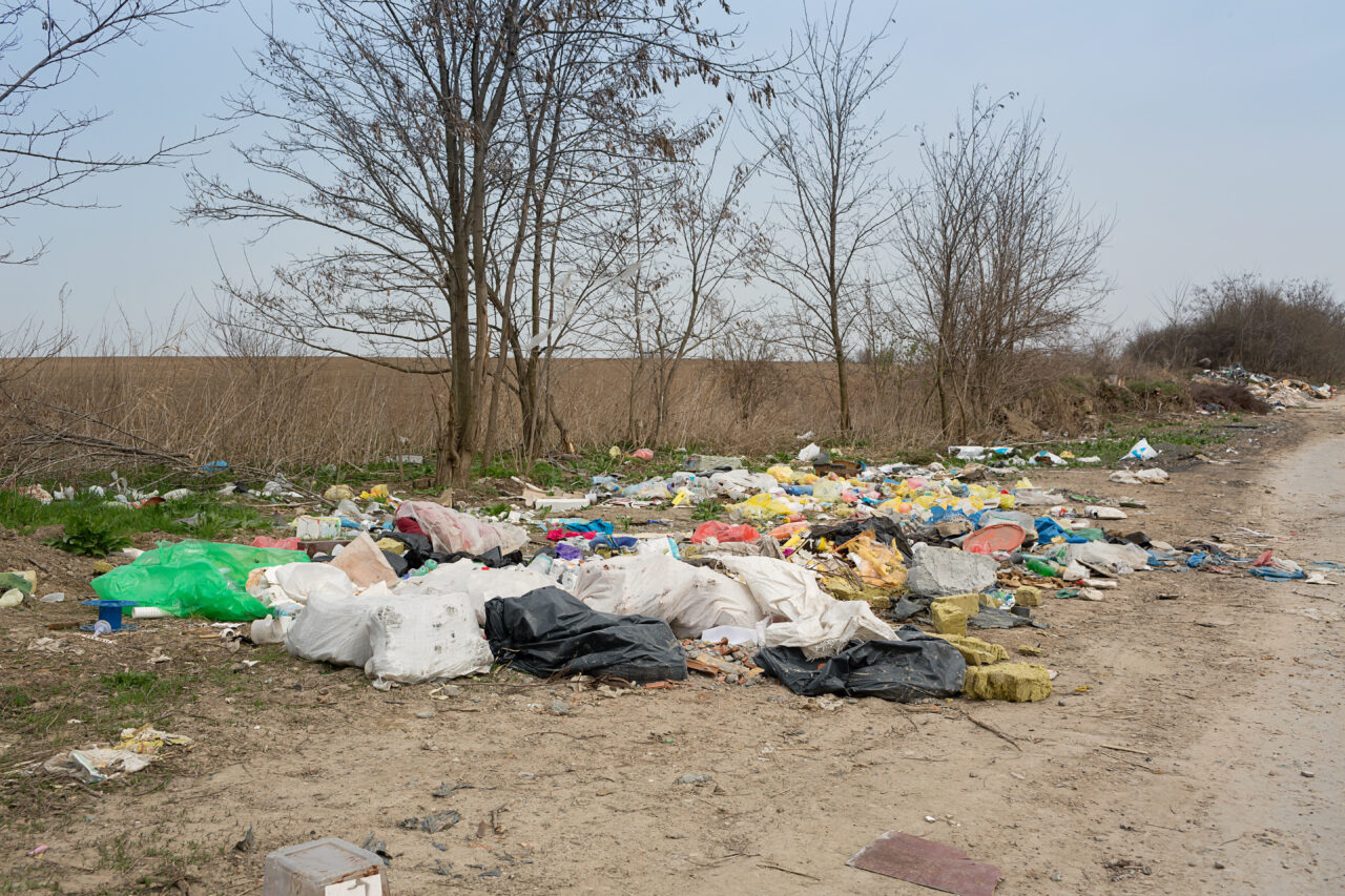 illegal dump near the road