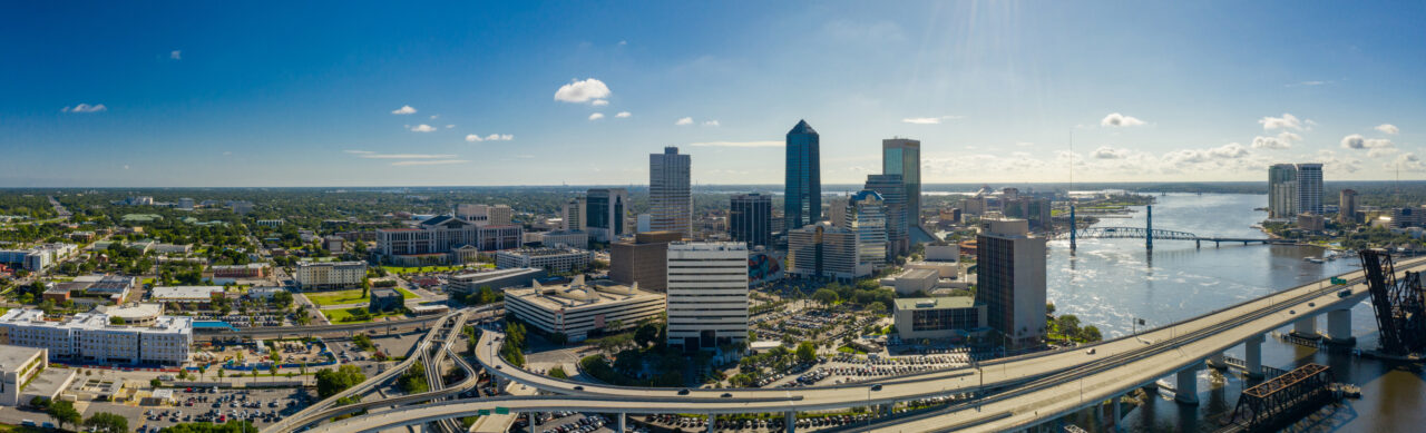 Aerial panorama Jacksonville in the morning