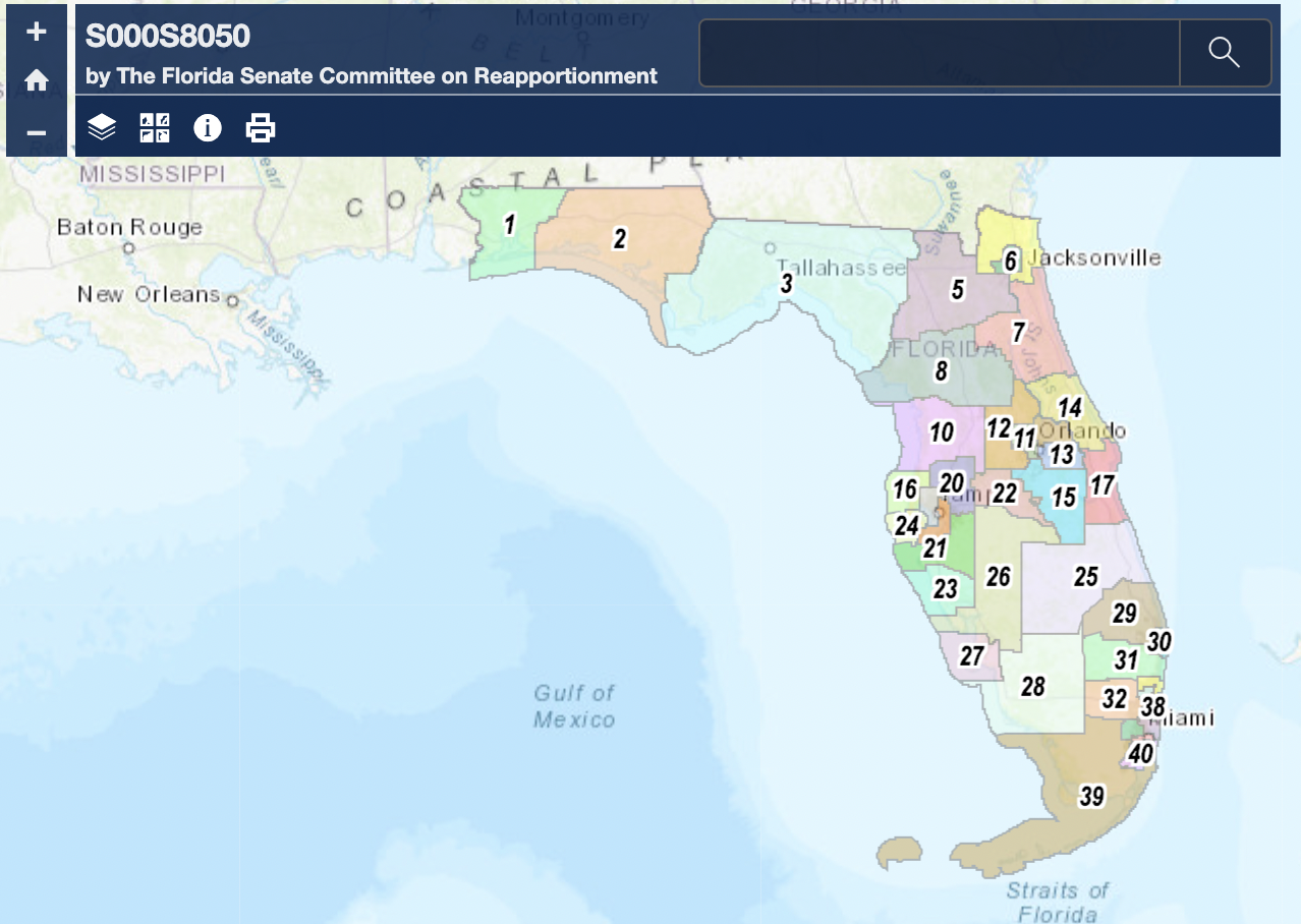 Two maps by Senate reapportionment for Florida